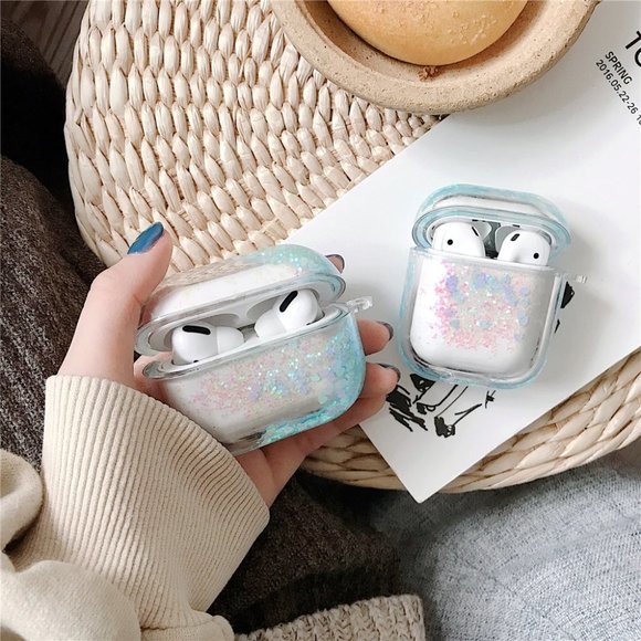 Glitter Liquid Quick Sand Airpods 1 2 Pro case - Picture 2 of 13